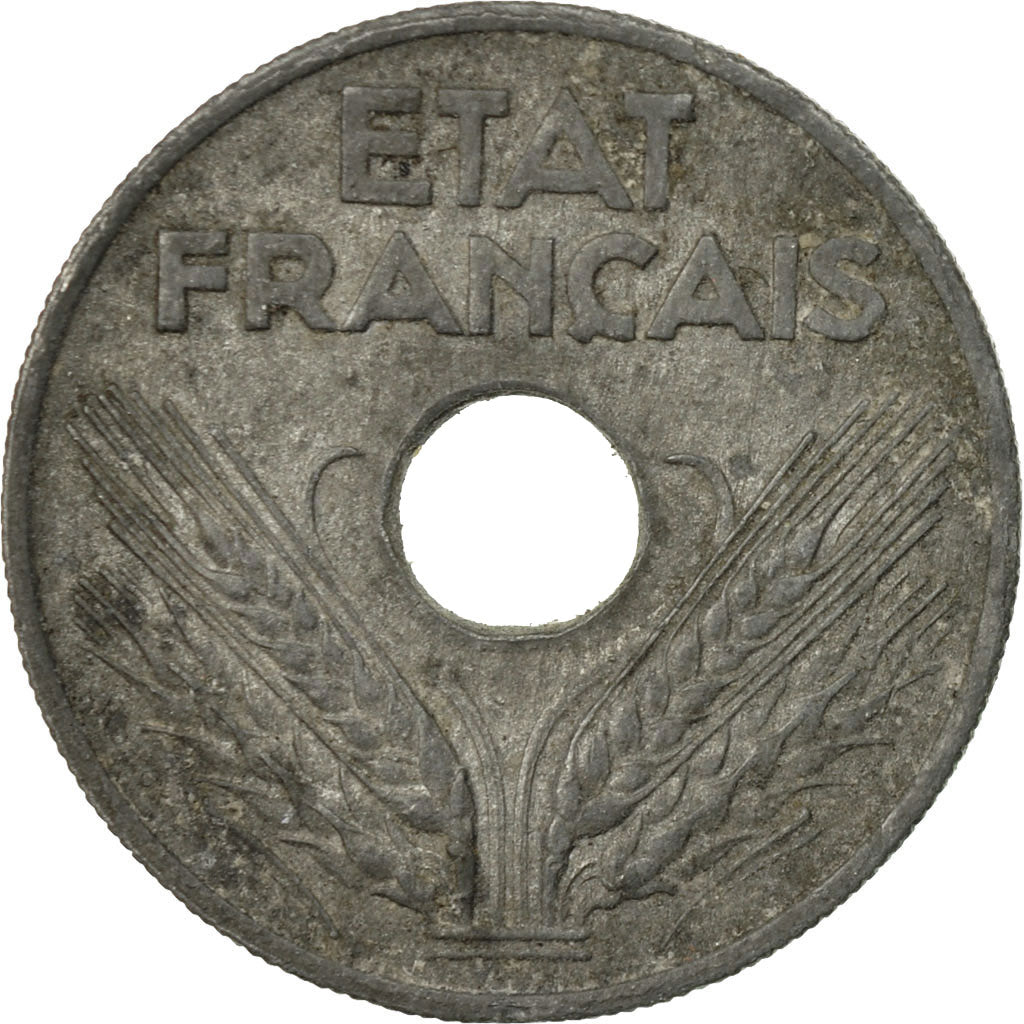 Moneta, Francia, État français, 20 Centimes, 1942, Paris, MB+, Zinco