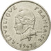 Moneda, Nueva Caledonia, 20 Francs, 1967, Paris, BC+, Níquel, KM:6