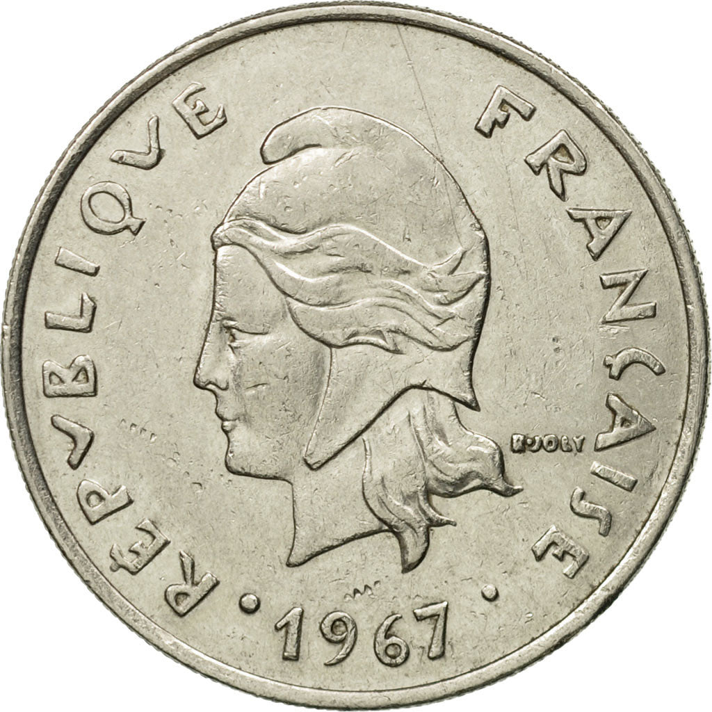 Moneta, Nuove Ebridi, 20 Francs, 1967, Paris, BB, Nichel, KM:3.1