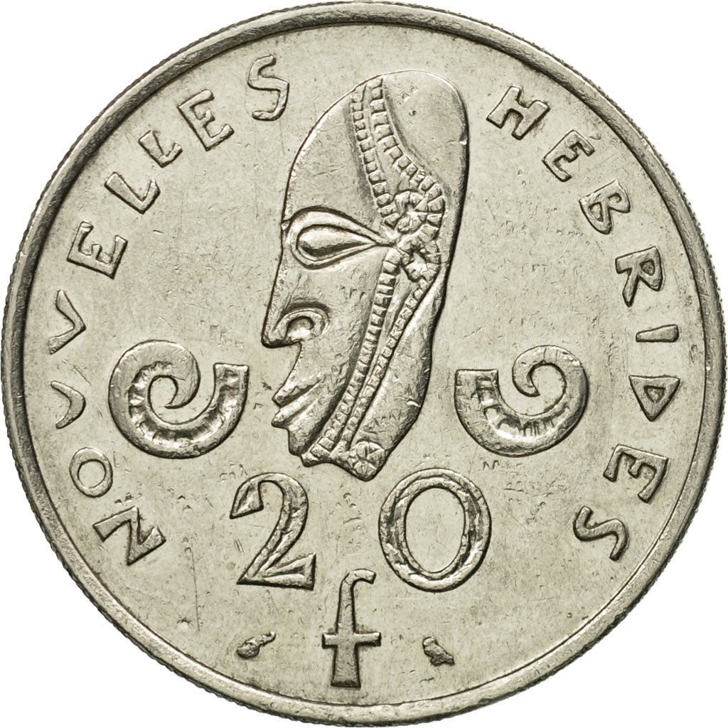 Moneta, Nuove Ebridi, 20 Francs, 1967, Paris, BB, Nichel, KM:3.1