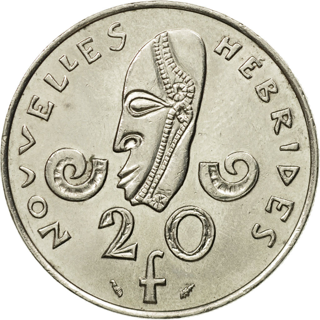 Moneta, Nuove Ebridi, 20 Francs, 1975, Paris, BB+, Nichel, KM:3.2