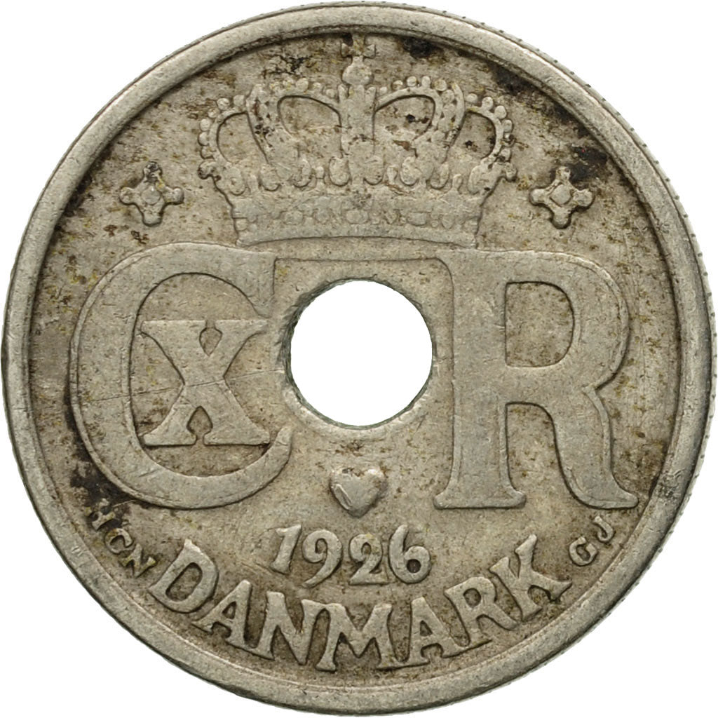 Coin, Denmark, Christian X, 10 Öre, 1926, Copenhagen, VF(20-25), Copper-nickel