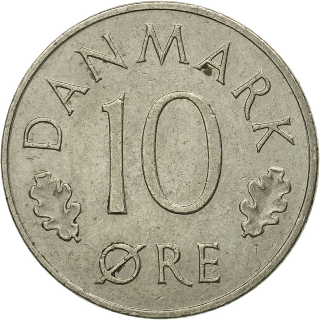 Coin, Denmark, Margrethe II, 10 Öre, 1977, Copenhagen, VF(30-35)