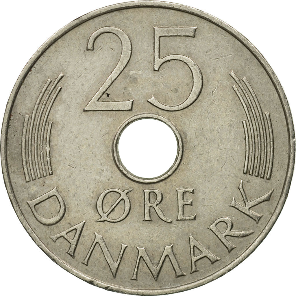 Coin, Denmark, Margrethe II, 25 Öre, 1977, Copenhagen, VF(30-35)