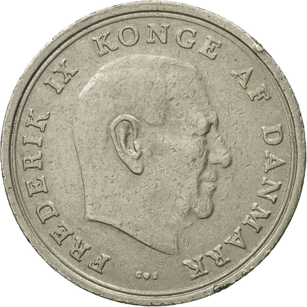 Coin, Denmark, Frederik IX, Krone, 1970, Copenhagen, VF(30-35), Copper-nickel