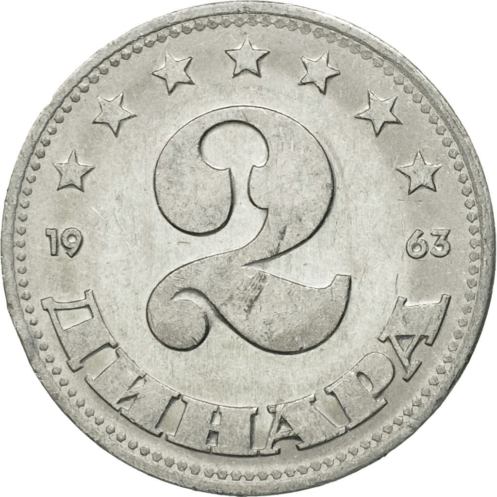 Münze, Jugoslawien, 2 Dinara, 1963, SS, Aluminium, KM:37