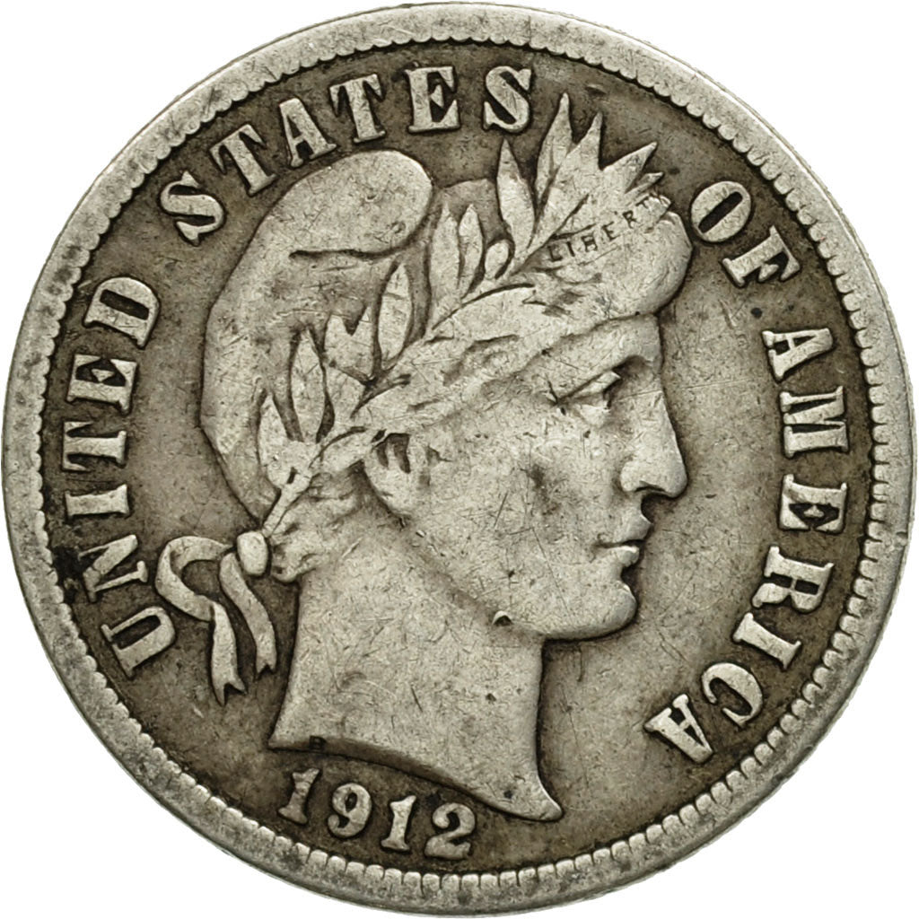 Moneda, Estados Unidos, Barber Dime, Dime, 1912, U.S. Mint, Denver, BC+, Plata