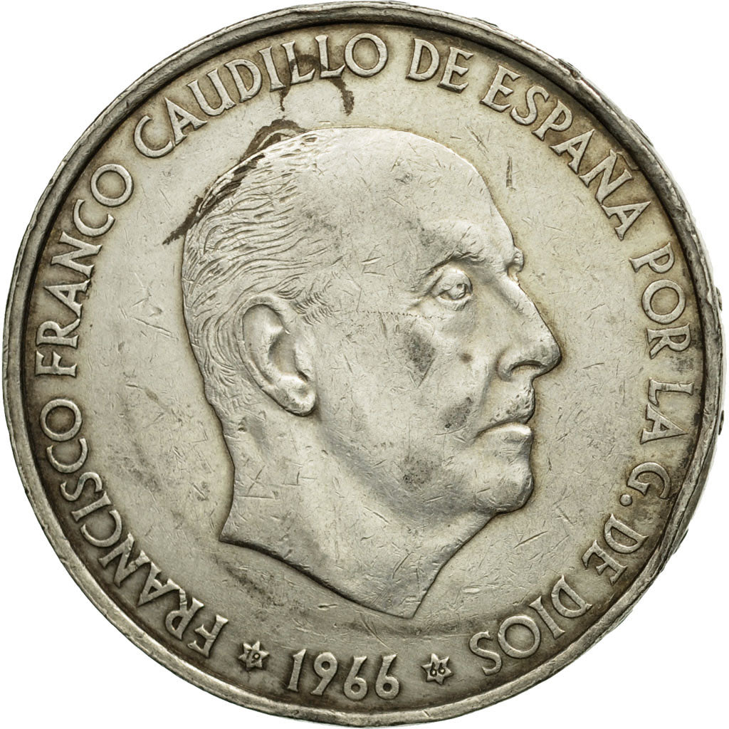 Coin, Spain, Caudillo and regent, 100 Pesetas, 1966, Madrid, VF(30-35), Silver