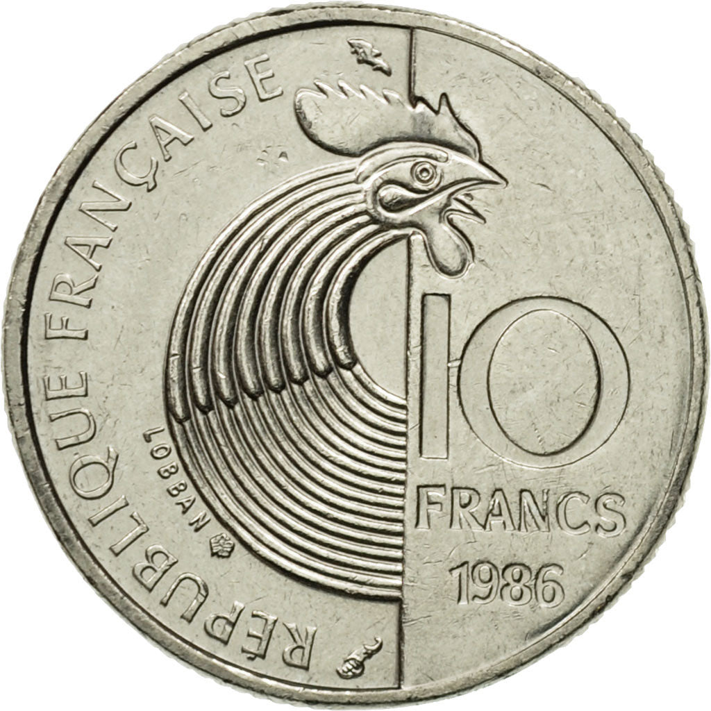 Moneta, Francia, Schumann, 10 Francs, 1986, Paris, BB, Nichel, KM:958