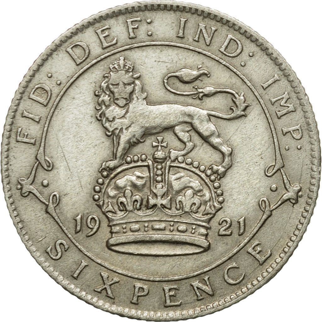 Moneta, Gran Bretagna, George V, 6 Pence, 1921, MB+, Argento, KM:815a.1