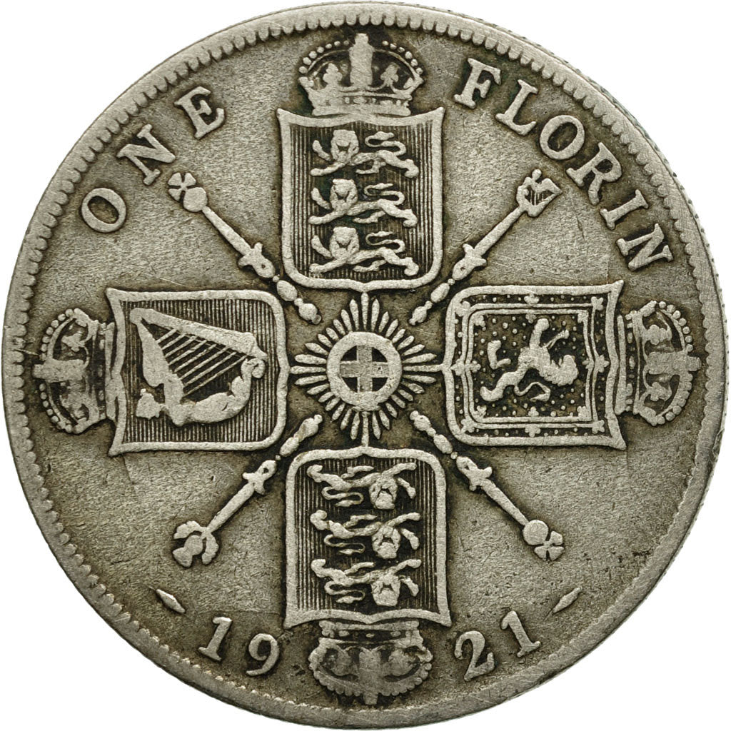 Coin, Great Britain, George V, Florin, Two Shillings, 1921, EF(40-45), Silver