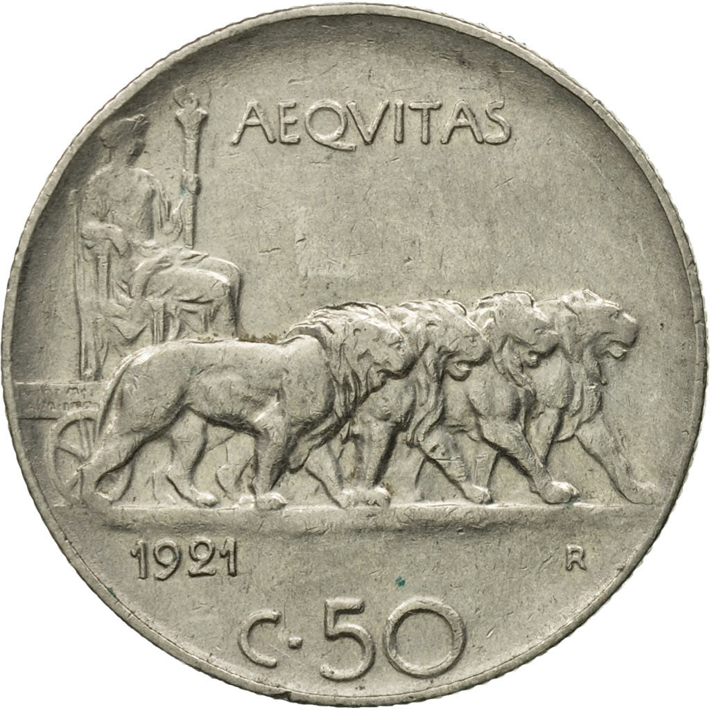 Münze, Italien, Vittorio Emanuele III, 50 Centesimi, 1921, Rome, SS, Nickel
