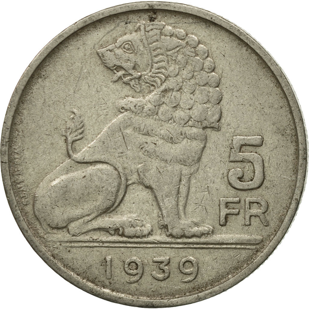 Coin, Belgium, 5 Francs, 5 Frank, 1939, VF(30-35), Nickel, KM:117.1