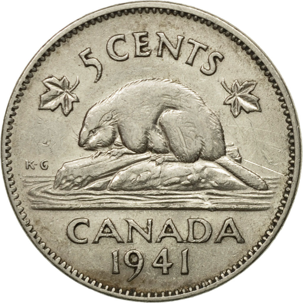 Monnaie, Canada, George VI, 5 Cents, 1941, Royal Canadian Mint, Ottawa, TTB