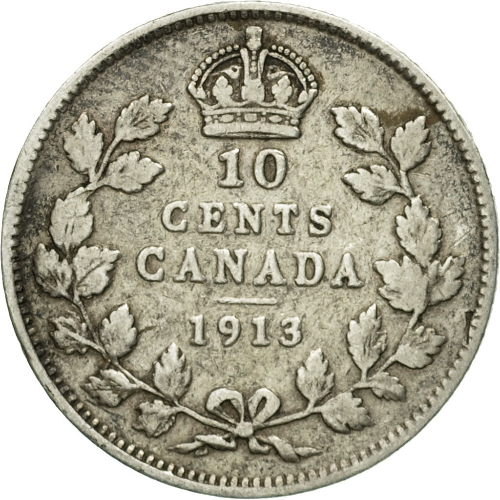 Moneta, Canada, George V, 10 Cents, 1913, Royal Canadian Mint, Ottawa, BB