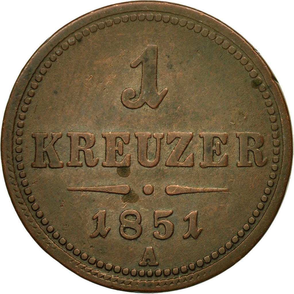 Moneta, Austria, Franz Joseph I, Kreuzer, 1851, BB, Rame, KM:2185