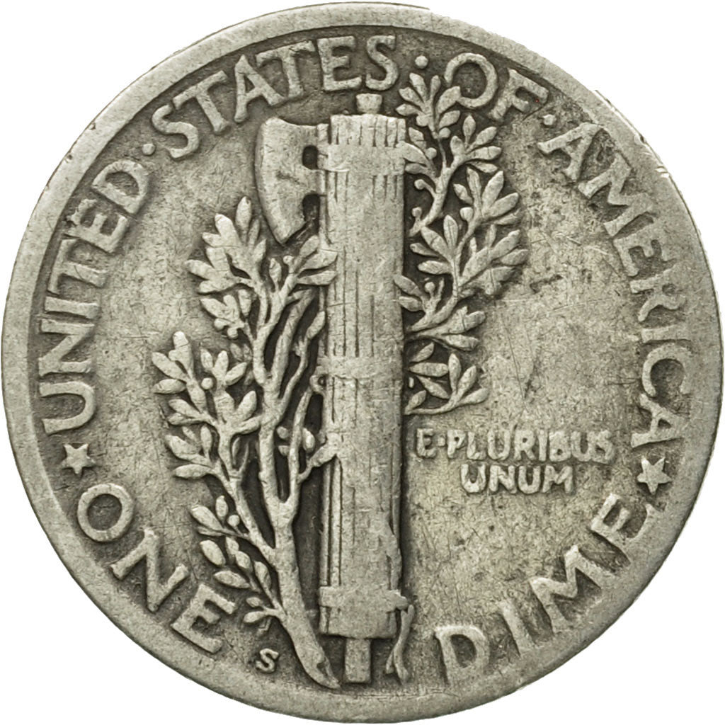 Moneta, Stati Uniti, Mercury Dime, Dime, 1918, U.S. Mint, San Francisco, MB+