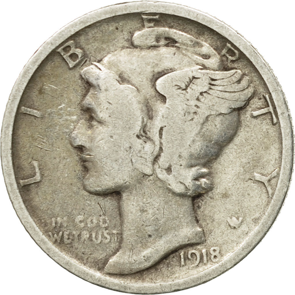 Münze, Vereinigte Staaten, Mercury Dime, Dime, 1918, U.S. Mint, San Francisco