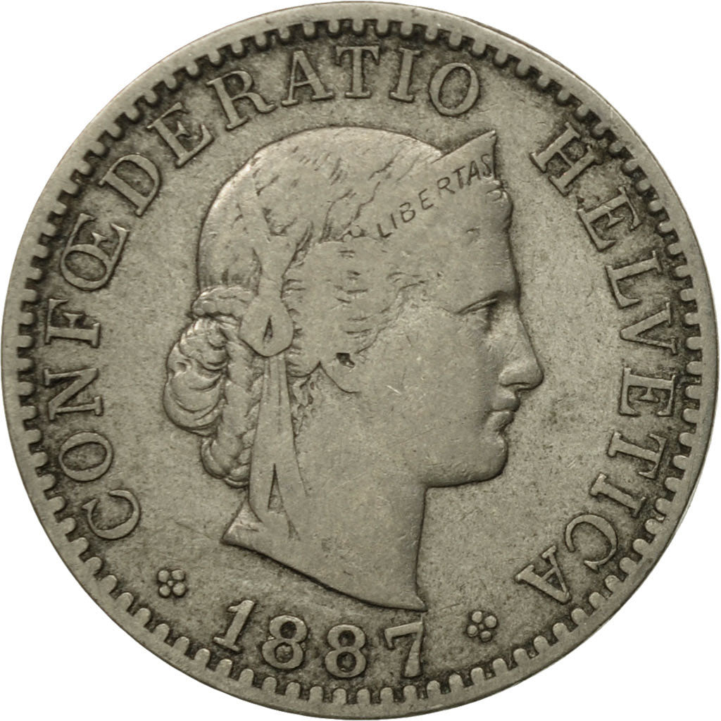 Moneta, Svizzera, 20 Rappen, 1887, Bern, BB, Nichel, KM:29