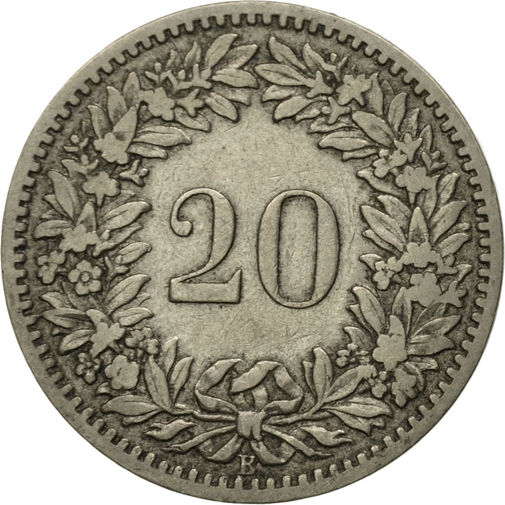 Moneta, Svizzera, 20 Rappen, 1887, Bern, BB, Nichel, KM:29