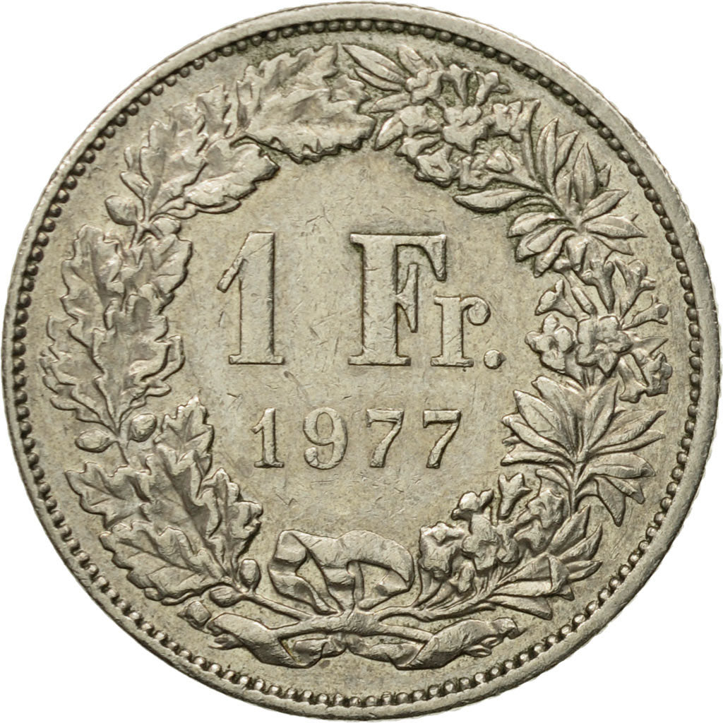 Coin, Switzerland, Franc, 1977, Bern, EF(40-45), Copper-nickel, KM:24a.1