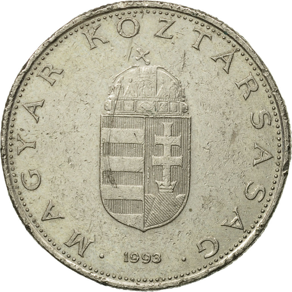Moneta, Ungheria, 10 Forint, 1993, Budapest, MB+, Rame-nichel, KM:695