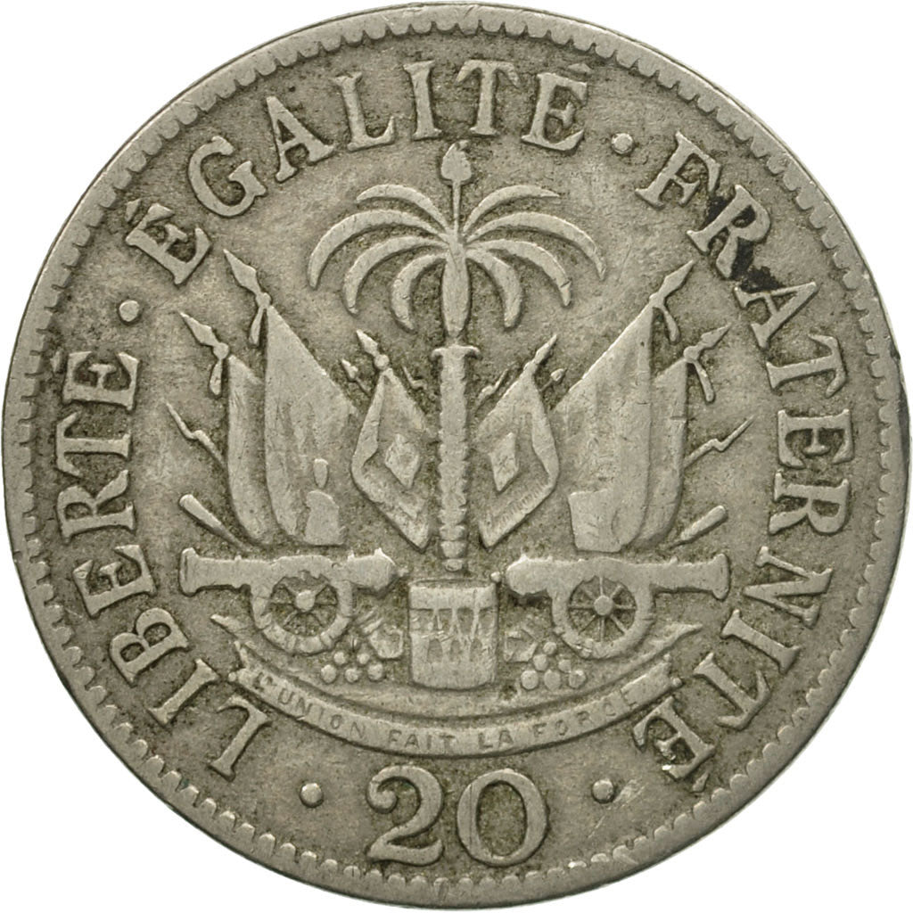 Moneta, Haiti, 20 Centimes, 1907, MB+, Rame-nichel, KM:55