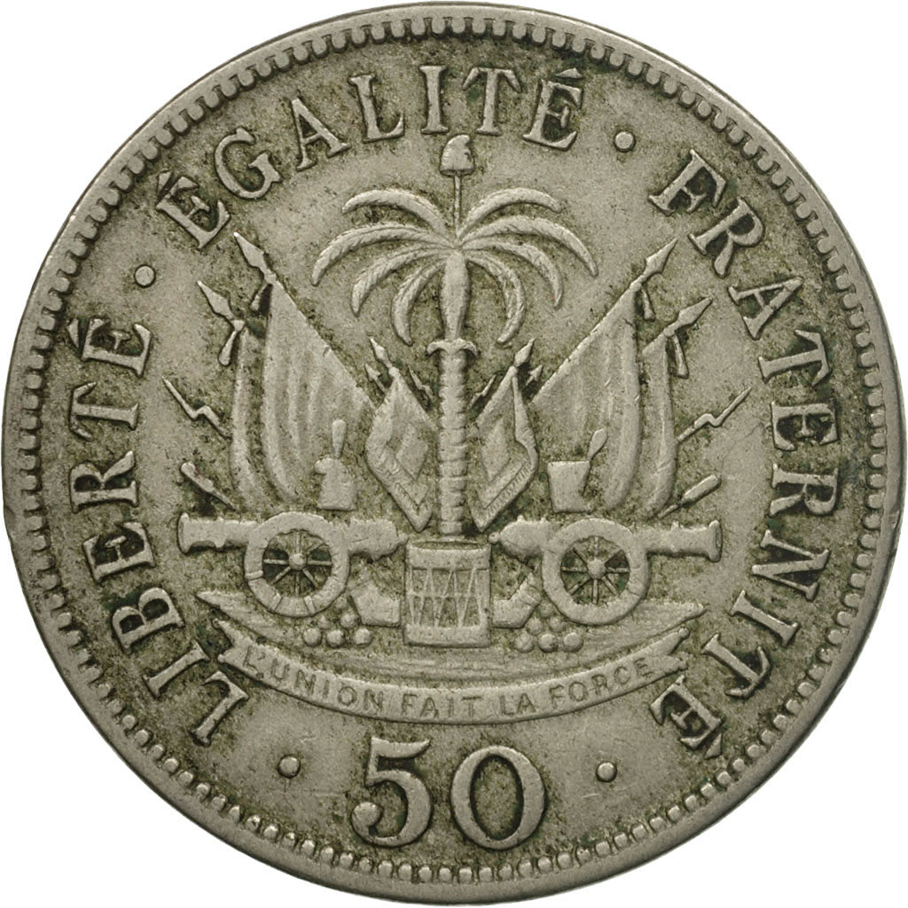 Moneta, Haiti, 50 Centimes, 1908, MB+, Rame-nichel, KM:56