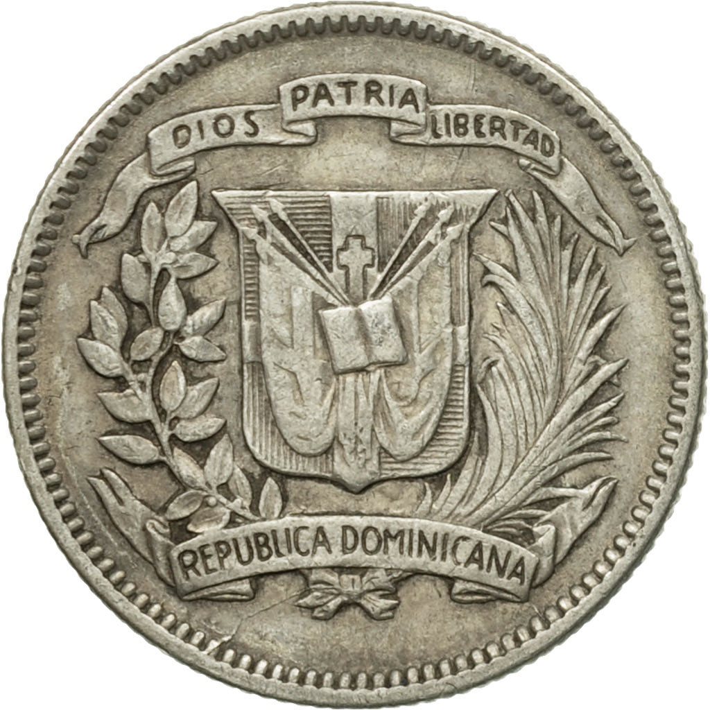 Moneta, Repubblica domenicana, 10 Centavos, 1944, BB, Argento, KM:19