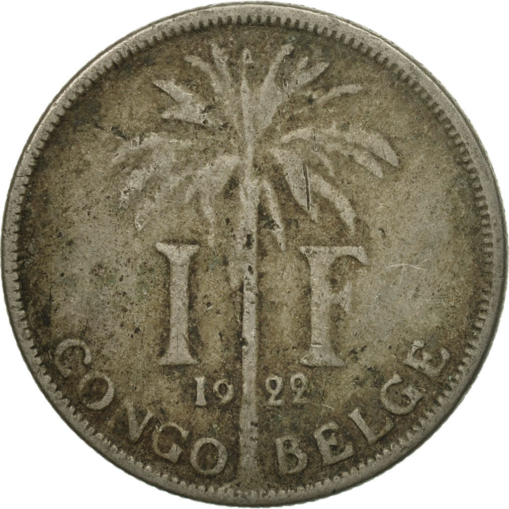 Moneta, Congo belga, Franc, 1922, MB, Rame-nichel, KM:20