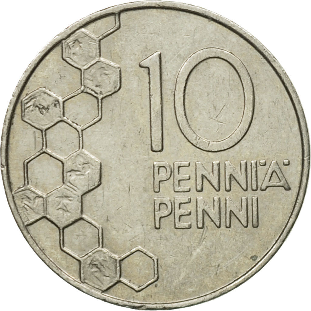 Coin, Finland, 10 Pennia, 1990, EF(40-45), Copper-nickel, KM:65