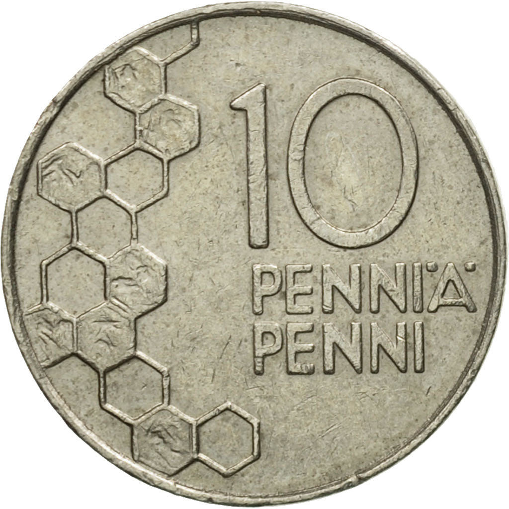 Coin, Finland, 10 Pennia, 1991, EF(40-45), Copper-nickel, KM:65