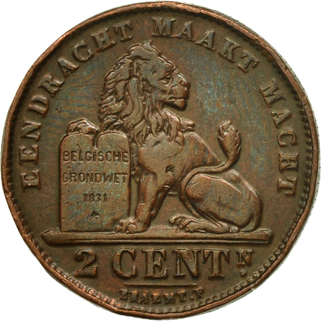 Moneta, Belgio, Albert I, 2 Centimes, 1911, MB+, Rame, KM:65