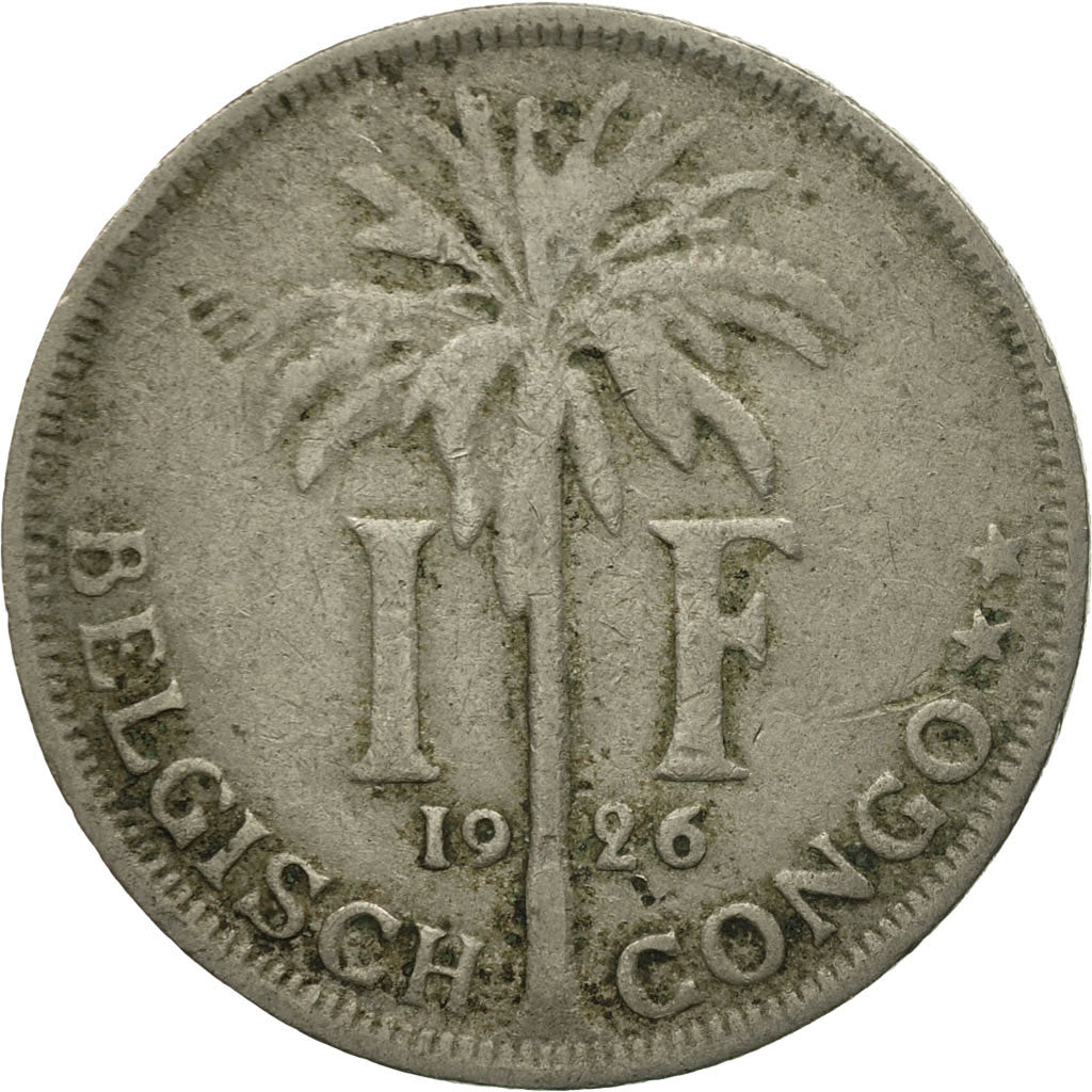 Moneta, Congo belga, Franc, 1926, MB, Rame-nichel, KM:21