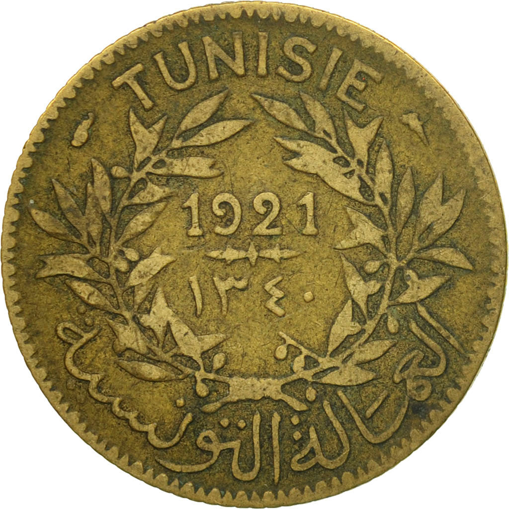 Moneta, Tunisia, Anonymous, Franc, 1921, Paris, VF(30-35), Aluminium-Brąz