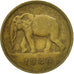 Moneda, Congo belga, 2 Francs, 1946, BC+, Latón, KM:28