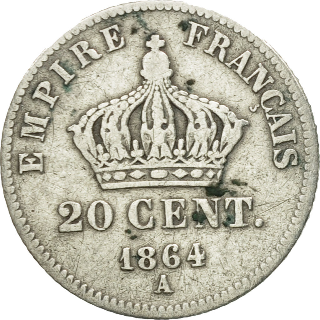 Coin, France, Napoleon III, Napoléon III, 20 Centimes, 1864, Paris, VF(20-25)