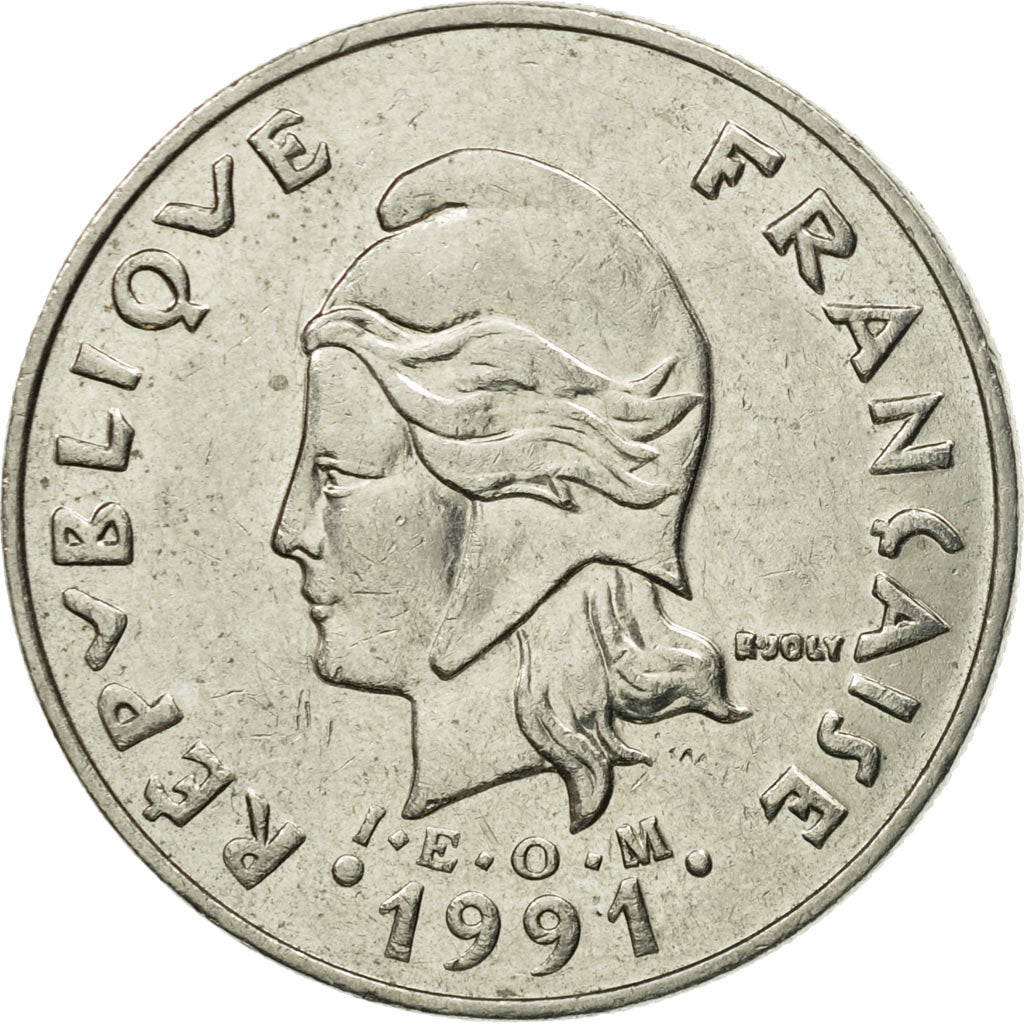 Coin, New Caledonia, 20 Francs, 1991, Paris, EF(40-45), Nickel, KM:12