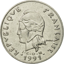 Coin, New Caledonia, 20 Francs, 1991, Paris, EF(40-45), Nickel, KM:12