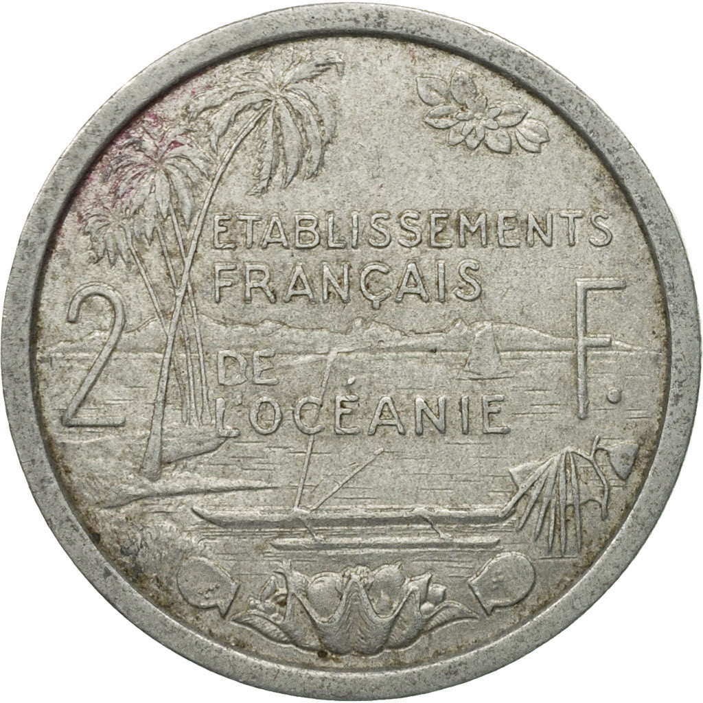 Monnaie, FRENCH OCEANIA, 2 Francs, 1949, TB+, Aluminium, KM:3