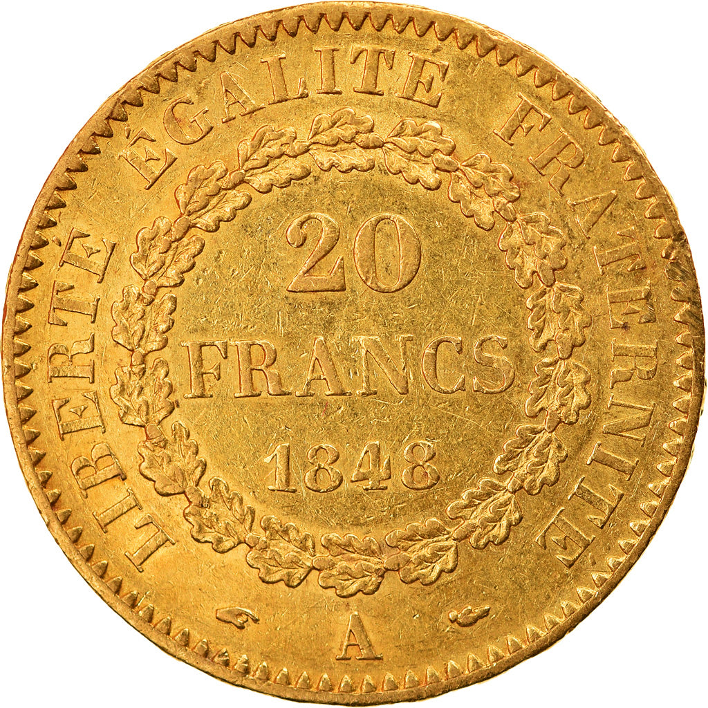 Coin, France, Génie, 20 Francs, 1848, Paris, AU(50-53), Gold, KM:757