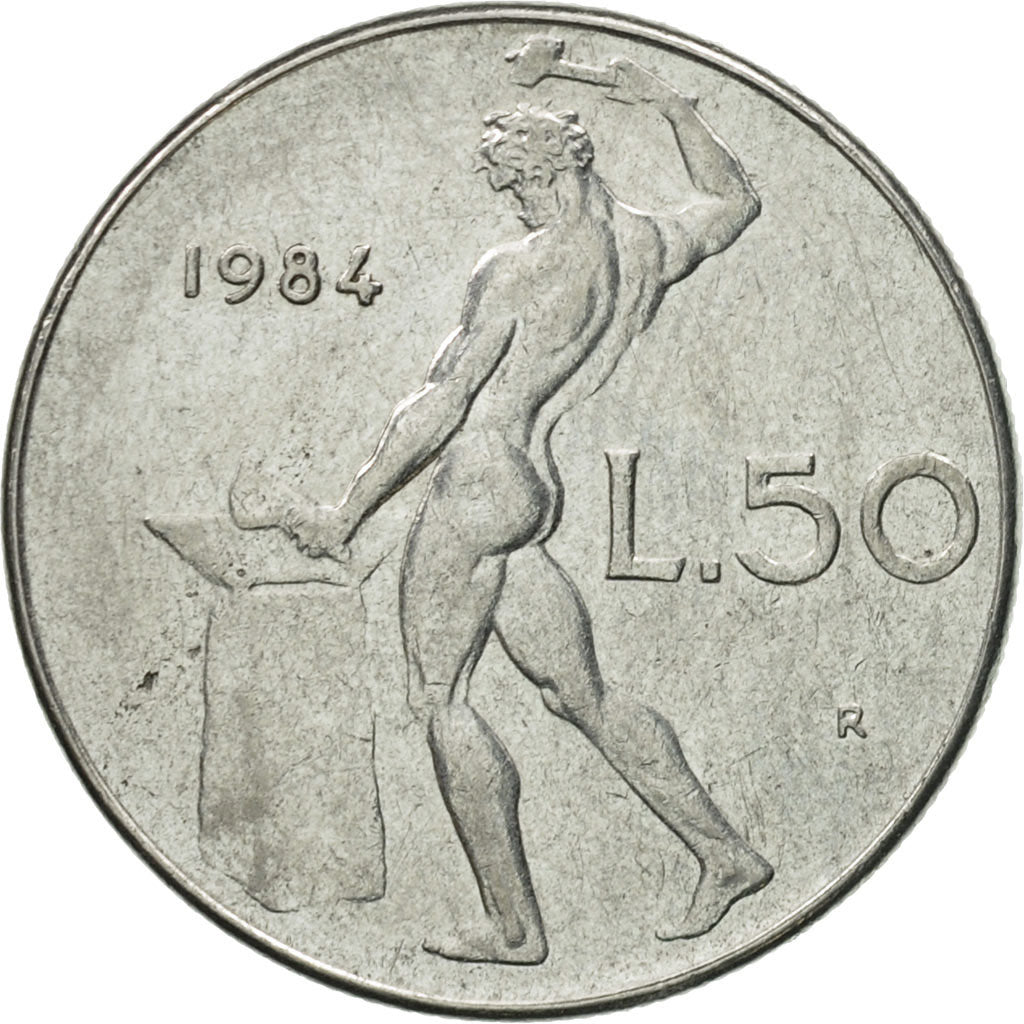 Coin, Italy, 50 Lire, 1984, Rome, EF(40-45), Stainless Steel, KM:95.1