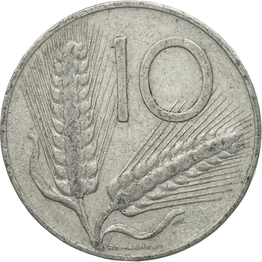 Münze, Italien, 10 Lire, 1956, Rome, S+, Aluminium, KM:93