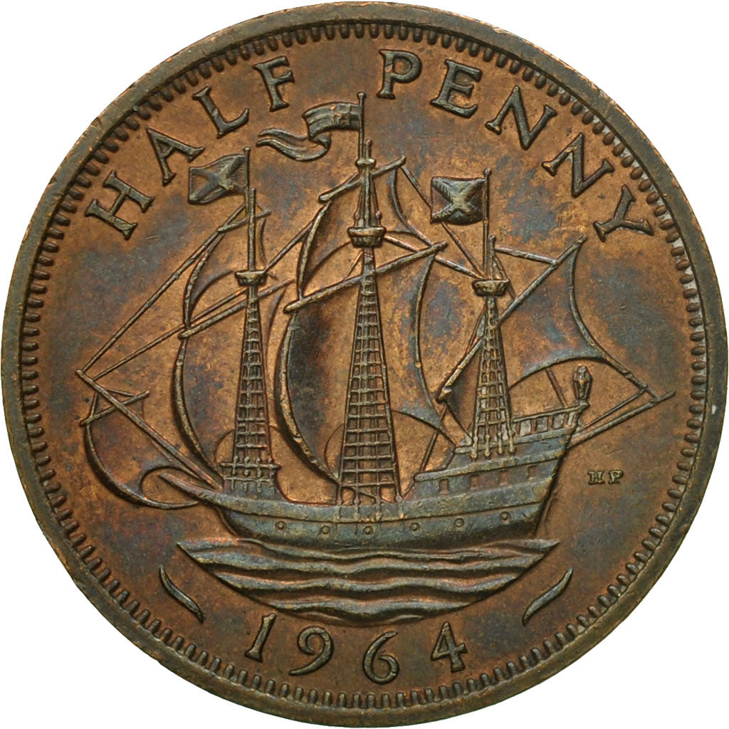 Monnaie, Grande-Bretagne, Elizabeth II, 1/2 Penny, 1964, TTB, Bronze, KM:896