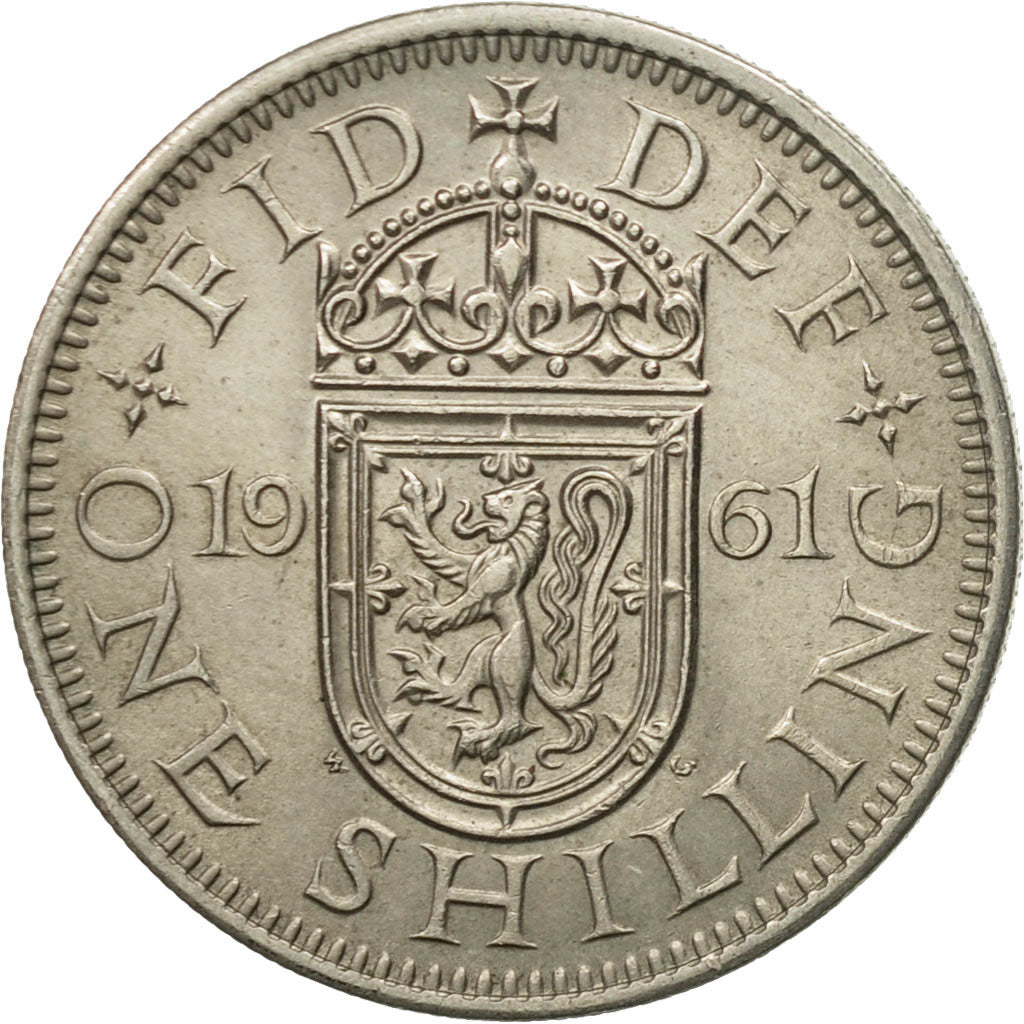 Coin, Great Britain, Elizabeth II, Shilling, 1961, AU(50-53), Copper-nickel