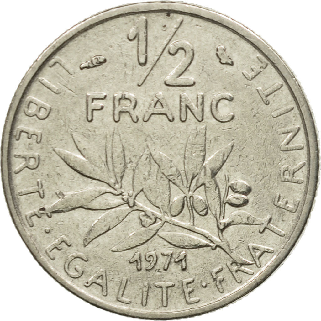 Moneta, Francia, Semeuse, 1/2 Franc, 1971, Paris, BB, Nichel, KM:931.1