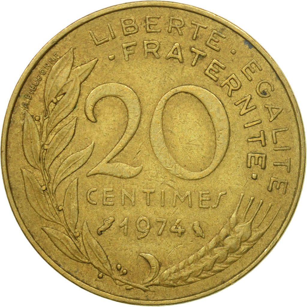 Moneta, Francia, Marianne, 20 Centimes, 1974, Paris, BB, Alluminio-bronzo