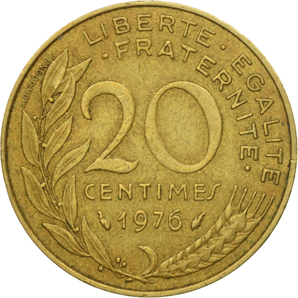 Coin, France, Marianne, 20 Centimes, 1976, Paris, EF(40-45), Aluminum-Bronze