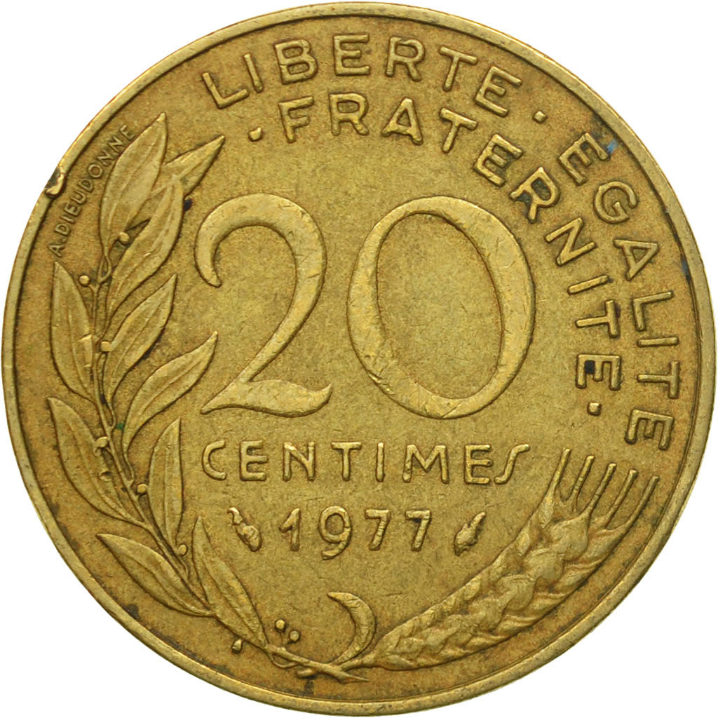 Coin, France, Marianne, 20 Centimes, 1977, Paris, EF(40-45), Aluminum-Bronze