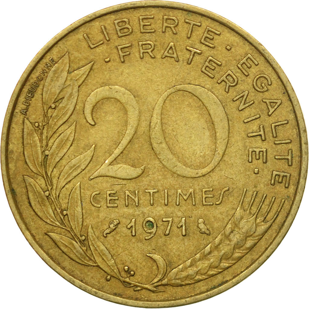 Coin, France, Marianne, 20 Centimes, 1971, Paris, EF(40-45), Aluminum-Bronze